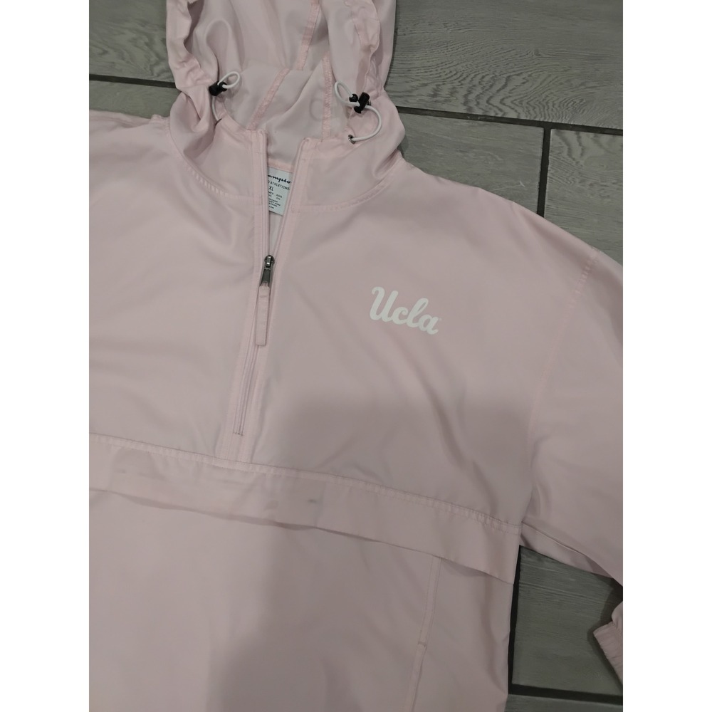 Champion UCLA Bruins Women XL Pink Packable‎ Quarter Zip Windbreaker Jacket